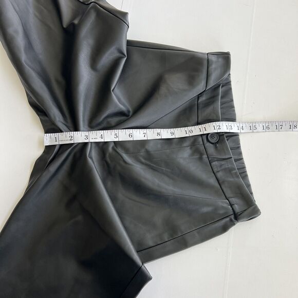 New AMBIANCE Faux Leather Solid Wide Leg Pants Black Women's - Picture 6 of 9